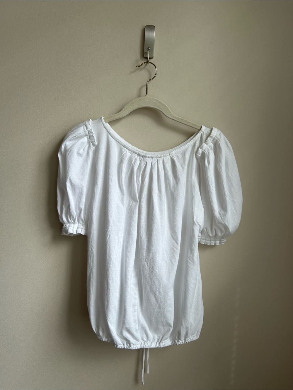 LOFT White Puff-Sleeve Peasant Blouse